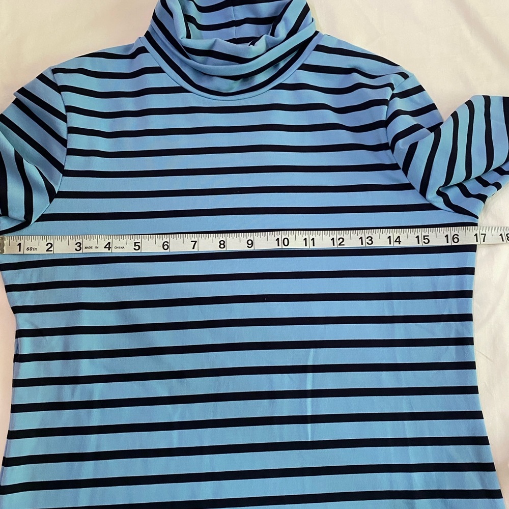 SAINT JAMES Oural Blue Stripe Anti-UV Stretch Turtleneck Shirt SZ 4 - Picture 7 of 8